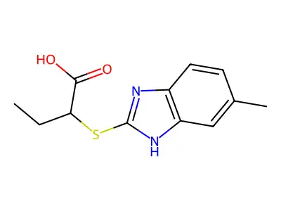 2-(6-Methyl-1H-benzoimidazol-2-ylsulfanyl)-butyric acid structure