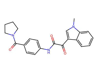 2-(1-methylindol-3-yl)-2-oxo-N-[4-(pyrrolidine-1-carbonyl)phenyl]acetamide structure