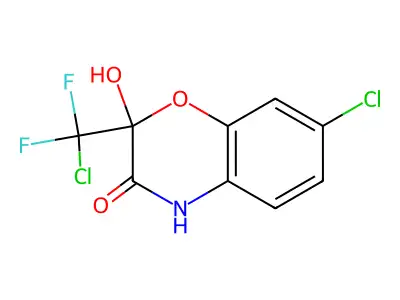 7-chloro-2-[chloro(difluoro)methyl]-2-hydroxy-4H-1,4-benzoxazin-3-one structure