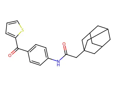 2-(1-adamantyl)-N-[4-(thiophene-2-carbonyl)phenyl]acetamide structure