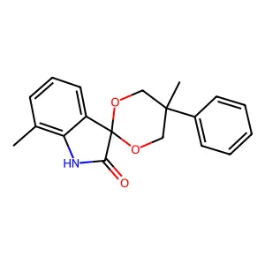 5,7'-dimethyl-5-phenylspiro[1,3-dioxane-2,3'-1H-indole]-2'-one structure