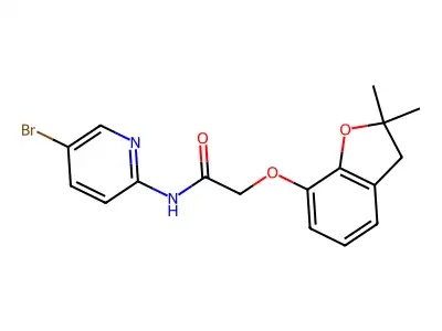 N-(5-bromopyridin-2-yl)-2-[(2,2-dimethyl-3H-1-benzofuran-7-yl)oxy]acetamide structure