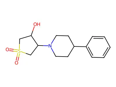 1,1-Dioxo-4-(4-phenylpiperidin-1-yl)thiolan-3-ol structure