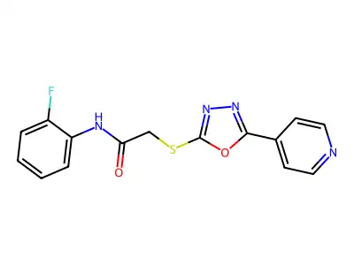 N-(2-fluorophenyl)-2-{[5-(pyridin-4-yl)-1,3,4-oxadiazol-2-yl]sulfanyl}acetamide structure