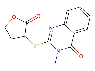 3-Methyl-2-(2-oxooxolan-3-yl)sulfanylquinazolin-4-one structure