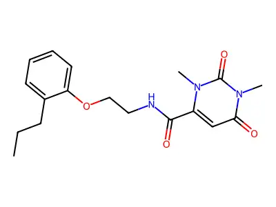 1,3-dimethyl-2,6-dioxo-N-[2-(2-propylphenoxy)ethyl]pyrimidine-4-carboxamide structure