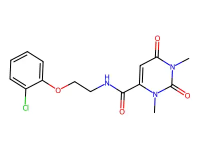 N-[2-(2-chlorophenoxy)ethyl]-1,3-dimethyl-2,6-dioxopyrimidine-4-carboxamide structure