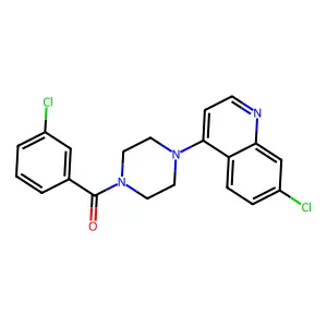 (3-Chlorophenyl)-[4-(7-chloro-4-quinolinyl)-1-piperazinyl]methanone structure