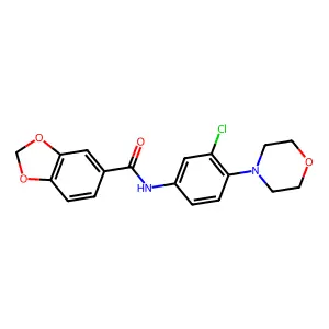 N-[3-chloro-4-(4-morpholinyl)phenyl]-1,3-benzodioxole-5-carboxamide structure