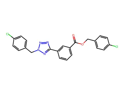 4-chlorobenzyl 3-(2-(4-chlorobenzyl)-2H-tetrazol-5-yl)benzoate structure