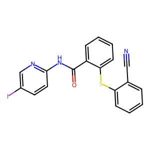 2-(2-cyanophenyl)sulfanyl-N-(5-iodopyridin-2-yl)benzamide structure