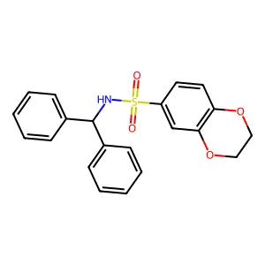 N-(diphenylmethyl)-2,3-dihydro-1,4-benzodioxine-6-sulfonamide structure