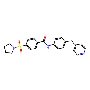 N-[4-(pyridin-4-ylmethyl)phenyl]-4-(pyrrolidin-1-ylsulfonyl)benzamide structure