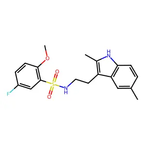 N-[2-(2,5-dimethyl-1H-indol-3-yl)ethyl]-5-fluoro-2-methoxybenzene-1-sulfonamide structure