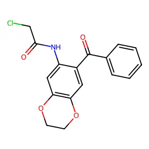N-(7-benzoyl-2,3-dihydro-1,4-benzodioxin-6-yl)-2-chloroacetamide structure