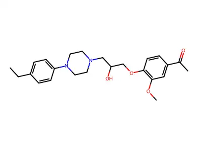 1-(4-(3-(4-(4-ethylphenyl)piperazin-1-yl)-2-hydroxypropoxy)-3-methoxyphenyl)ethanone structure