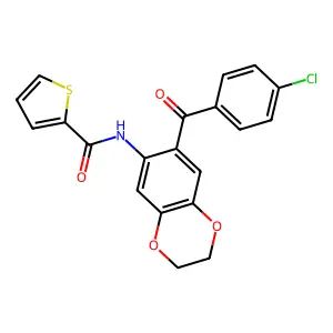 N-[7-(4-chlorobenzoyl)-2,3-dihydro-1,4-benzodioxin-6-yl]thiophene-2-carboxamide structure