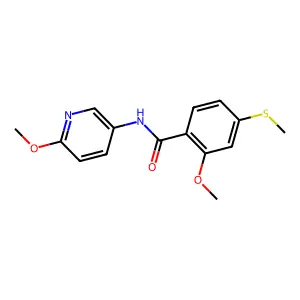 2-methoxy-N-(6-methoxy-3-pyridinyl)-4-(methylsulfanyl)benzamide structure