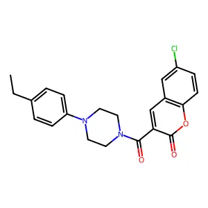 6-chloro-3-{[4-(4-ethylphenyl)piperazino]carbonyl}-2H-chromen-2-one structure