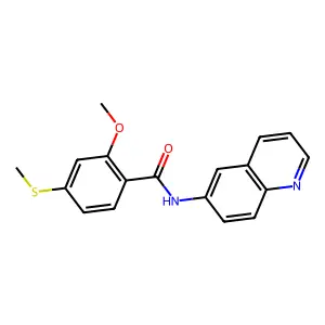 2-methoxy-4-methylsulfanyl-N-quinolin-6-ylbenzamide structure