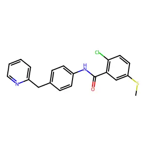 2-chloro-5-methylsulfanyl-N-[4-(pyridin-2-ylmethyl)phenyl]benzamide structure