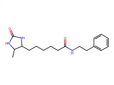 6-(5-methyl-2-oxoimidazolidin-4-yl)-N-(2-phenylethyl)hexanamide structure