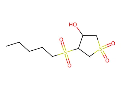 Thiophene-3-ol, 4-pentylsulfonyltetrahydro-, 1,1-dioxide structure
