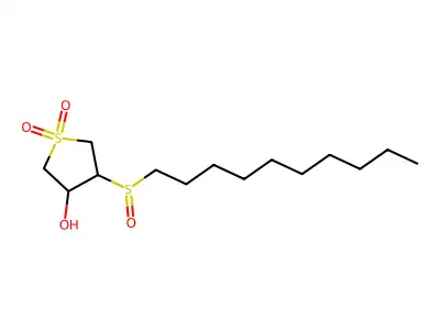 Thiophene-4-ol, 3-decylsulfinyltetrahydro-, 1,1-dioxide structure