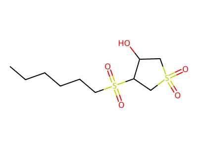 Thiophene-3-ol, 4-hexylsulfonyltetrahydro-, 1,1-dioxide structure