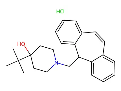 4-Piperidinol, 4-(t-butyl)-1-((5H-dibenzo(a,d)cyclohepten-5-yl)methyl)-, hydrochloride structure