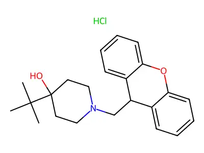 4-Piperidinol, 4-(t-butyl)-1-((9-xanthenyl)methyl)-, hydrochloride, (+-)- structure