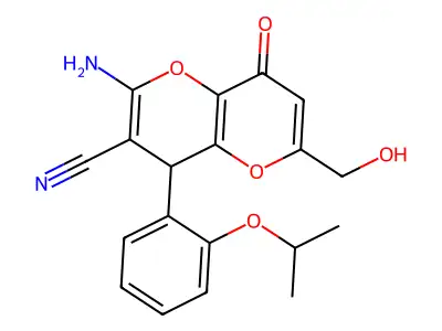 2-amino-6-(hydroxymethyl)-4-(2-isopropoxyphenyl)-8-oxo-4,8-dihydropyrano[3,2-b]pyran-3-carbonitrile structure
