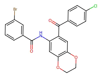 3-bromo-N-[7-(4-chlorobenzoyl)-2,3-dihydro-1,4-benzodioxin-6-yl]benzamide structure