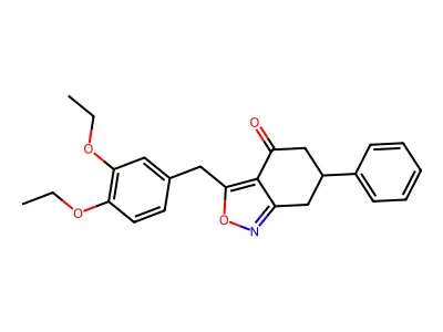 3-(3,4-diethoxybenzyl)-6-phenyl-6,7-dihydro-2,1-benzoxazol-4(5H)-one structure