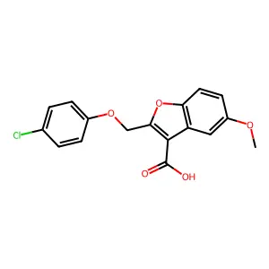 2-[(4-Chlorophenoxy)methyl]-5-methoxy-1-benzofuran-3-carboxylic acid structure