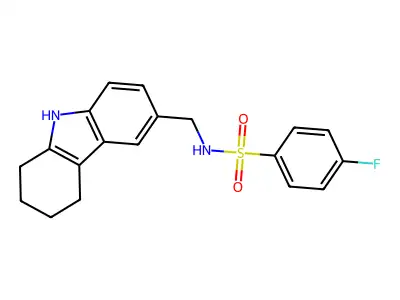4-fluoro-N-(2,3,4,9-tetrahydro-1H-carbazol-6-ylmethyl)benzenesulfonamide structure