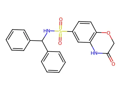 N-(diphenylmethyl)-3-oxo-3,4-dihydro-2H-1,4-benzoxazine-6-sulfonamide structure