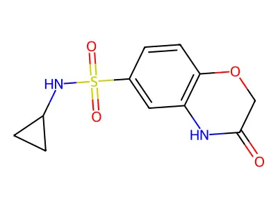 N-cyclopropyl-3-oxo-3,4-dihydro-2H-1,4-benzoxazine-6-sulfonamide structure