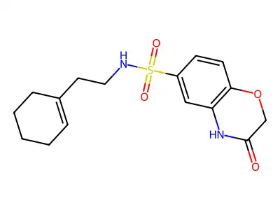 N-[2-(cyclohexen-1-yl)ethyl]-3-oxo-4H-1,4-benzoxazine-6-sulfonamide structure