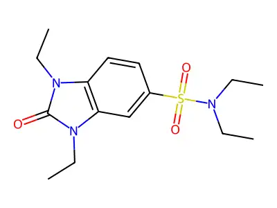 N,N,1,3-tetraethyl-2-oxobenzimidazole-5-sulfonamide structure