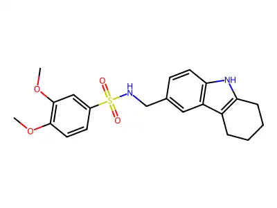 3,4-dimethoxy-N-(2,3,4,9-tetrahydro-1H-carbazol-6-ylmethyl)benzenesulfonamide structure