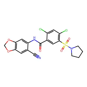 2,4-Dichloro-N-(6-cyano-1,3-benzodioxol-5-yl)-5-(1-pyrrolidinylsulfonyl)benzamide structure