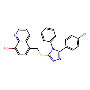 5-[[5-(4-Chlorophenyl)-4-phenyl-1,2,4-triazol-3-yl]sulfanylmethyl]quinolin-8-ol structure