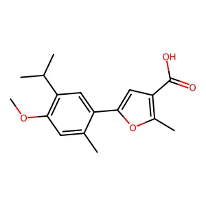 5-(5-Isopropyl-4-methoxy-2-methylphenyl)-2-methyl-3-furoic acid structure