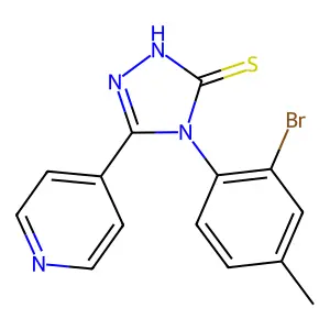 4-(2-bromo-4-methylphenyl)-3-pyridin-4-yl-1H-1,2,4-triazole-5-thione structure