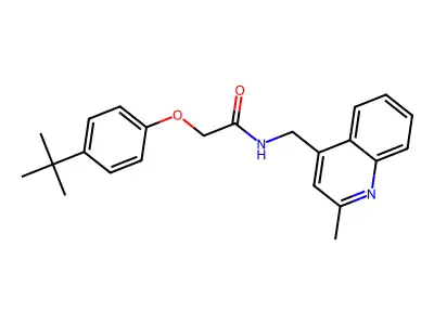 2-(4-tert-butylphenoxy)-N-[(2-methylquinolin-4-yl)methyl]acetamide structure