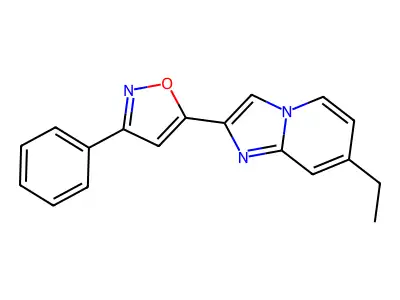 7-Ethyl-2-(3-phenyl-5-isoxazolyl)imidazo[1,2-a]pyridine structure
