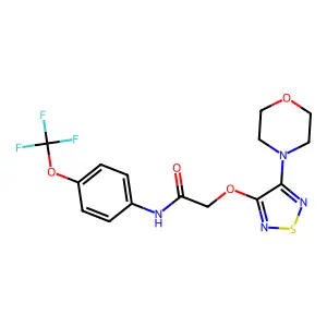2-[(4-morpholin-4-yl-1,2,5-thiadiazol-3-yl)oxy]-N-[4-(trifluoromethoxy)phenyl]acetamide structure