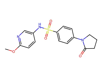 N-(6-methoxypyridin-3-yl)-4-(2-oxopyrrolidin-1-yl)benzenesulfonamide structure