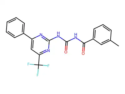 3-methyl-N-[[4-phenyl-6-(trifluoromethyl)pyrimidin-2-yl]carbamoyl]benzamide structure